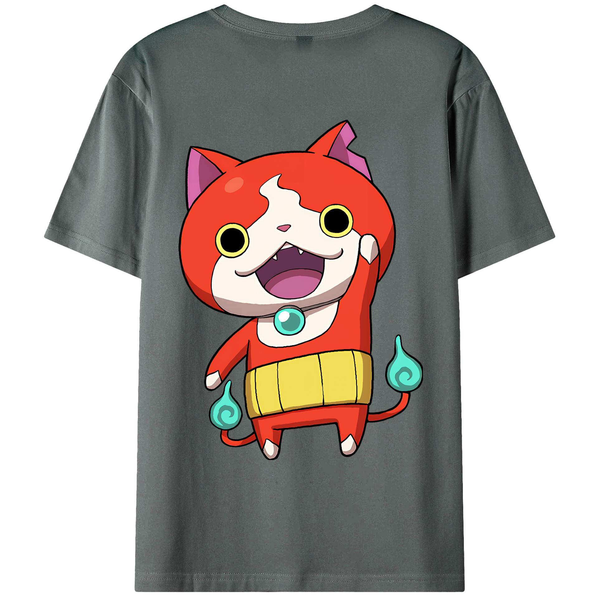（画像用） 妖怪ウォッチ Yo-kai Watch 綿100％ メンズ半袖Tシャツ（バックプリント） 通気性
